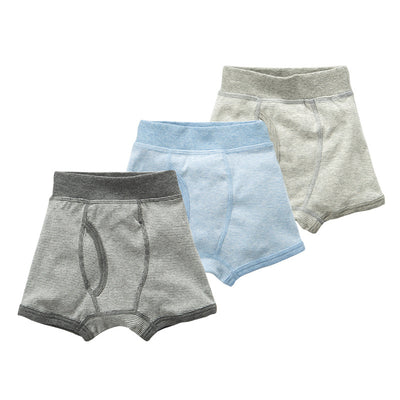 Baby Kid Boys Trunk Boxer Brief Underwear Blue Grey Stripes 3 Pack - Little Kooma