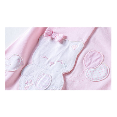 Baby Girl Pink Romper w Cat Bird Balloon - Little Kooma