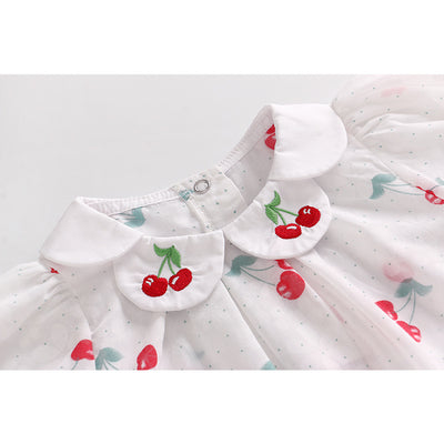 Baby Cherry Collar Romper w Collar n Hat Set - Little Kooma