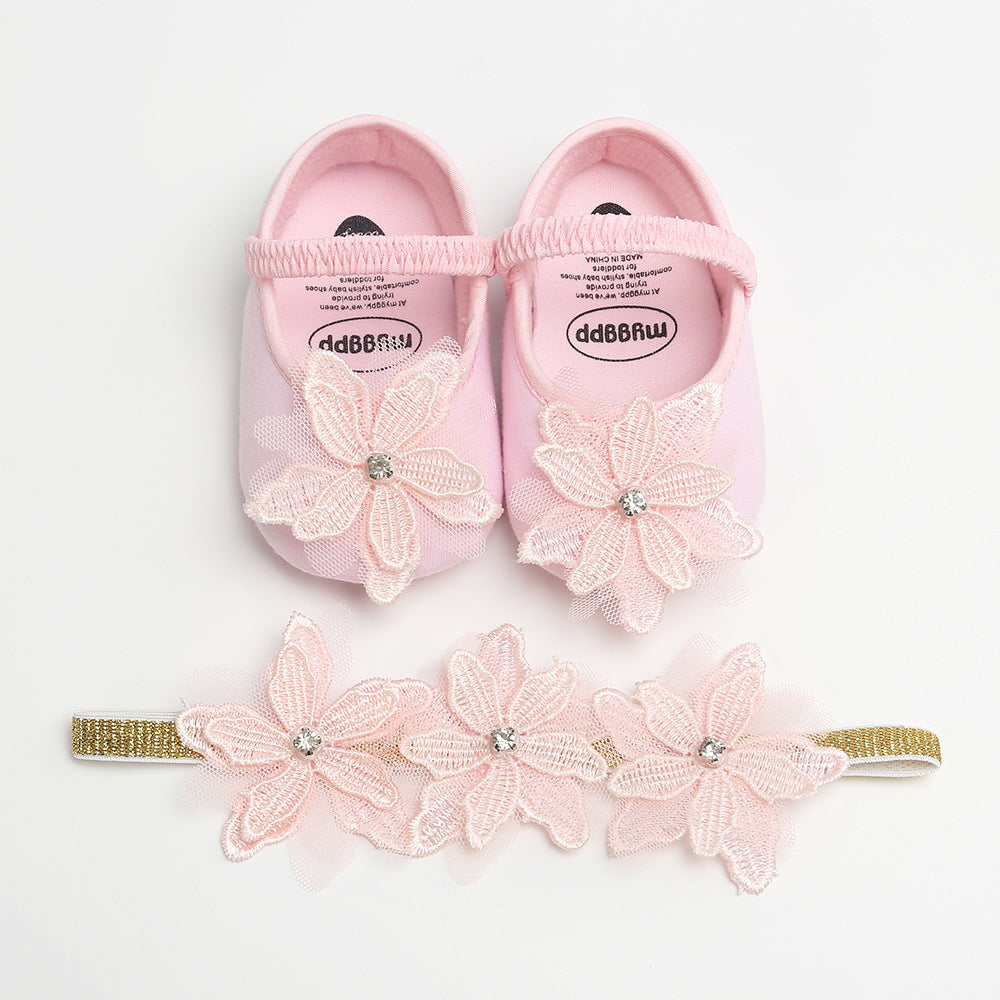 Baby Girl Flower Flats n Headwrap Set - 0912 - Little Kooma