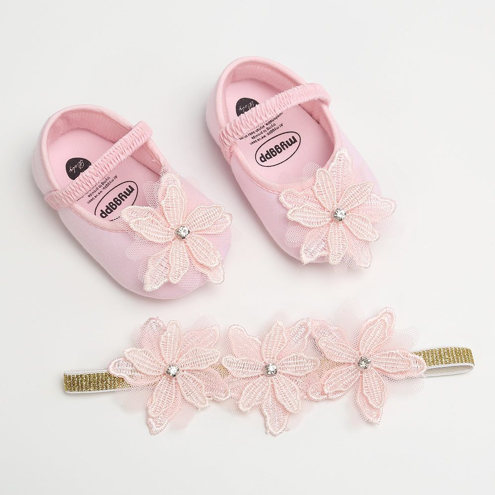 Baby Girl Flower Flats n Headwrap Set - 0912 - Little Kooma