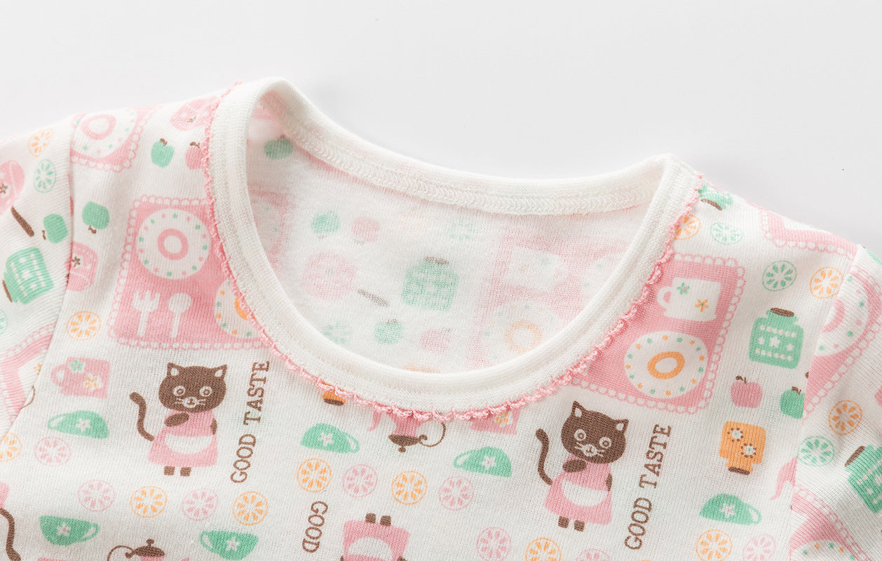 Baby Kid Girls Long Sleeve T-shirt Pants Pajamas Cats 3 Pack - Little Kooma