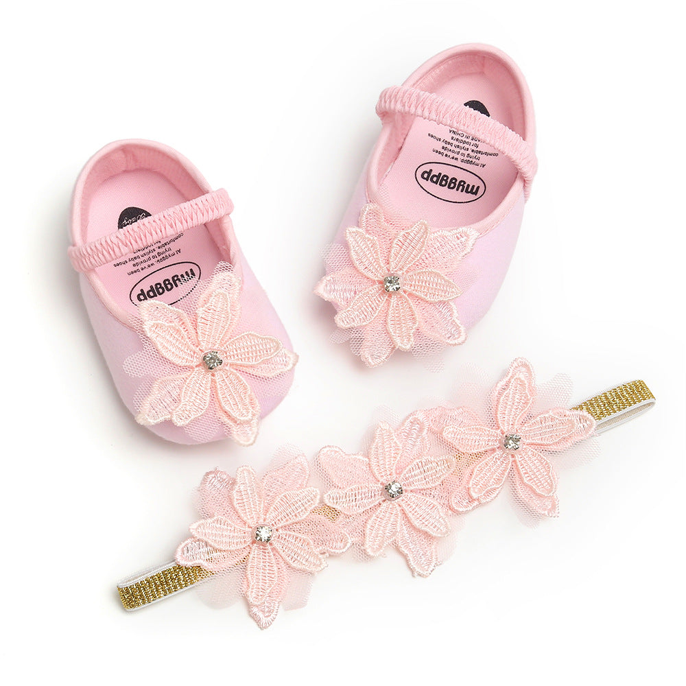 Baby Girl Flower Flats n Headwrap Set - 0912 - Little Kooma