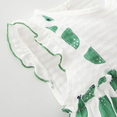 Baby Girl Ruffled Sleeves Fake Two Pieces Overall Bodysuit Dress - 0616 - Little Kooma
