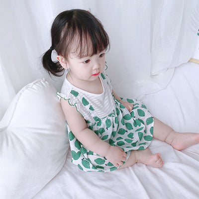 Baby Girl Ruffled Sleeves Fake Two Pieces Overall Bodysuit Dress - 0616 - Little Kooma