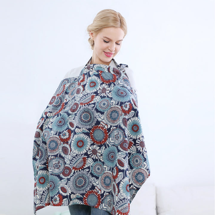 Breathable Cotton Baby Feeding Nursing Cover Mummy Breastfeeding Cover Poncho Shawl Stroller Blanket - Little Kooma