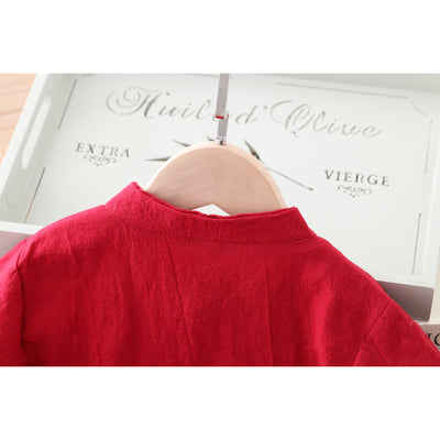[KB01] Kids Boys Cheongsam Set Top n Shorts Embroidered Ruyi Lock CNY Chinese New Year Outfit - Little Kooma