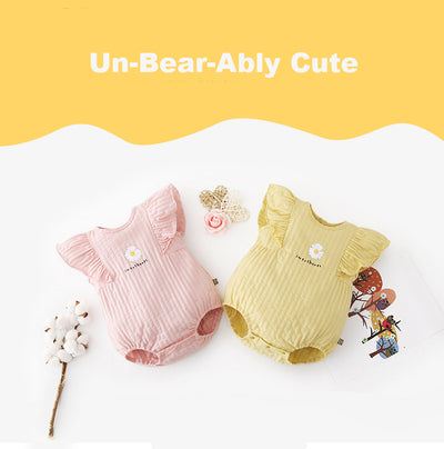 [ZBG07] Baby Girl Ruffled Sleeve Bodysuit w White Flower - Little Kooma