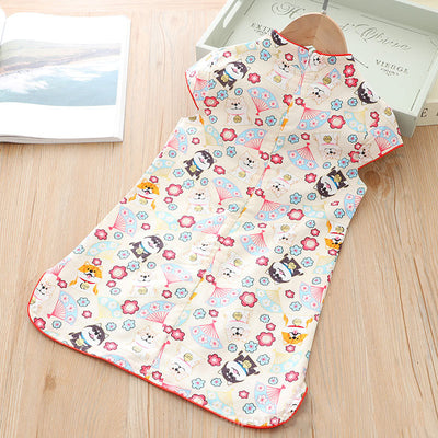 [KG02] Kids Girls Husky Cheongsam Dress Cap Sleeves CNY Chinese New Year Outfit - Little Kooma