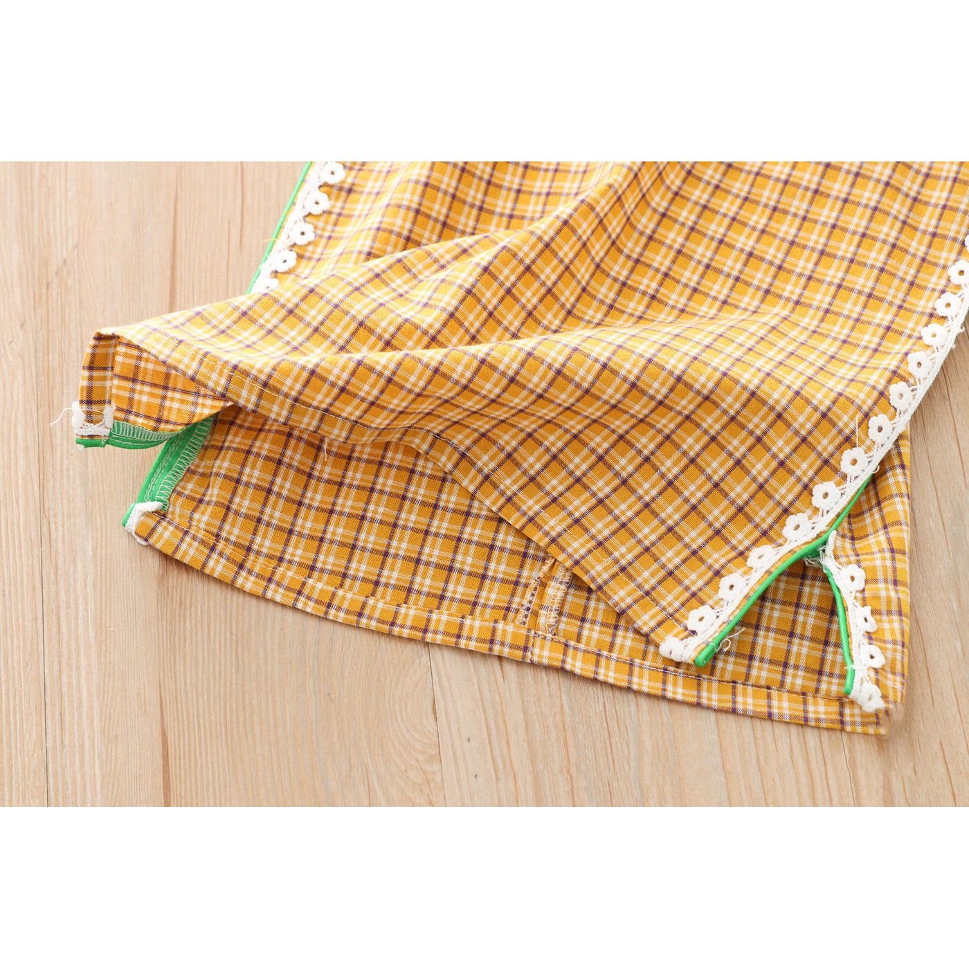 [KG01] Kids Girls Lace Trim Plaid Cheongsam Dress n Sling Bag CNY Chinese New Year Outfit - Little Kooma