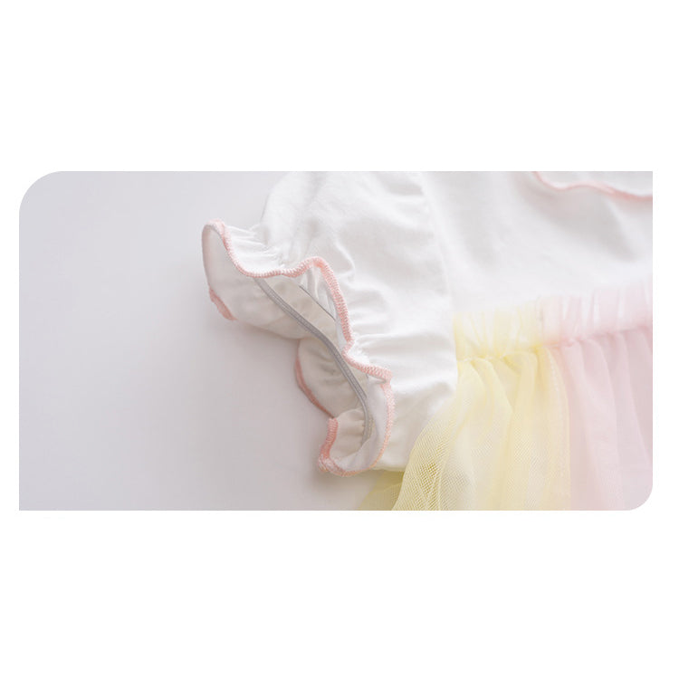 Baby Girl Bodysuit Dress Kids Girl Rainbow Voile Dress n Headwrap 2 Piece Set - 0521 - Little Kooma