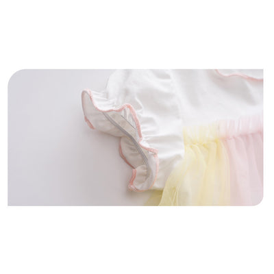 Baby Girl Bodysuit Dress Kids Girl Rainbow Voile Dress n Headwrap 2 Piece Set - 0521 - Little Kooma