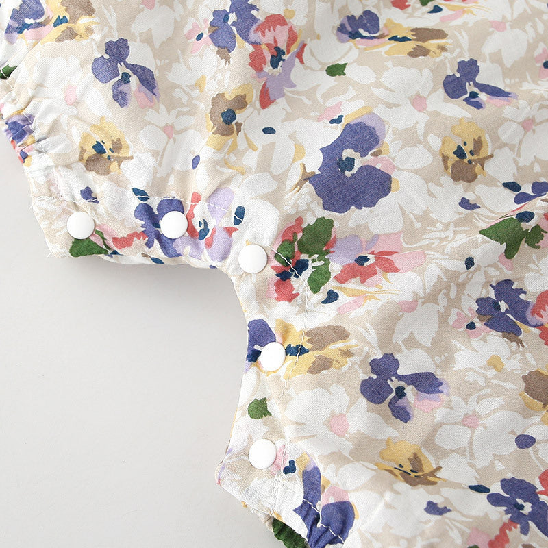 Baby Girl Flowers Cami Romper n Hat Set - 0616 - Little Kooma