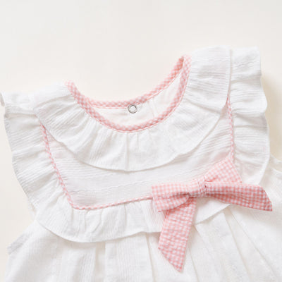 Baby Girl White Dress n Blue/Pink Knicker n Headwrap Set - 0611 - Little Kooma