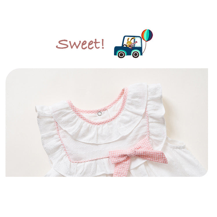 Baby Girl White Dress n Pink Knicker Set - 1209 - Little Kooma