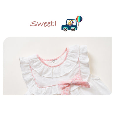 Baby Girl White Dress n Pink Knicker Set - 1209 - Little Kooma