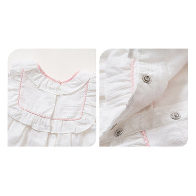 Baby Girl White Dress n Pink Knicker Set - 1209 - Little Kooma