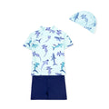 Baby Kids Boy's Shark Prints Short Sleeves Two Piece Swimming Suit Top Shorts n Free Cap 908041 - Little Kooma
