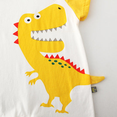 Baby Romper Dinosaur Splicing Sleeves - 0616 - Little Kooma