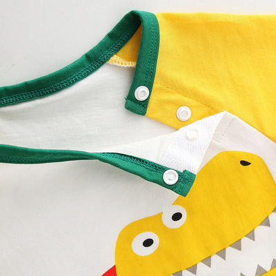 Baby Romper Dinosaur Splicing Sleeves - 0616 - Little Kooma