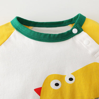 Baby Romper Dinosaur Splicing Sleeves - 0616 - Little Kooma