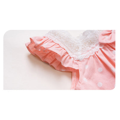 Baby Girl Pink w White Dots Dress n Knicker Set - Little Kooma