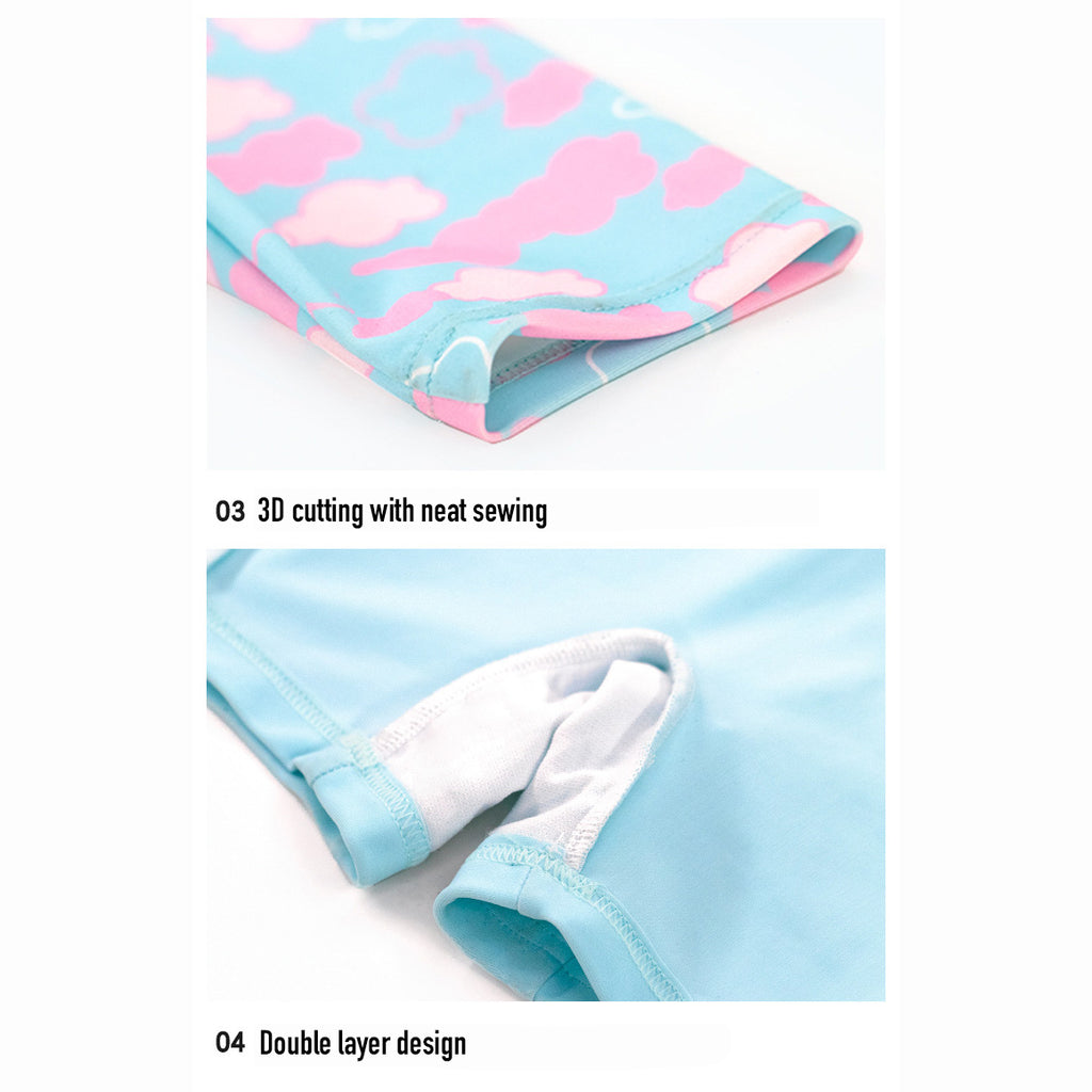 Baby Kids Girl's Pink Clouds One Piece Blue Swimming Suit n Free Cap 907026 - Little Kooma