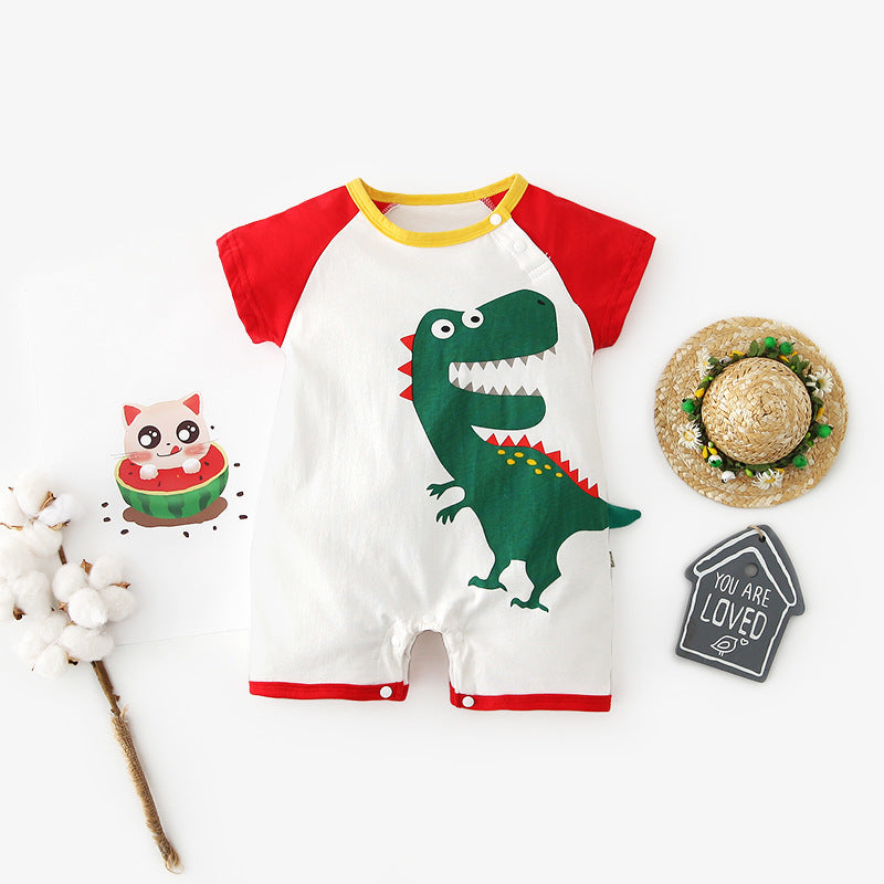 Baby Romper Dinosaur Splicing Sleeves - 0616 - Little Kooma