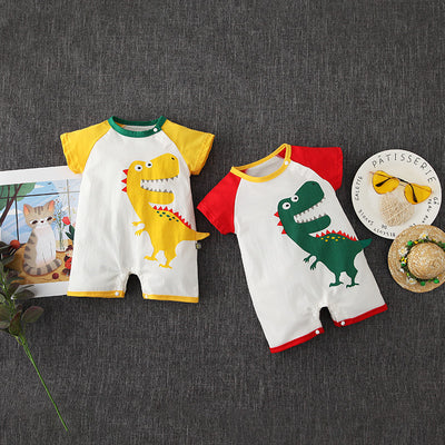 Baby Romper Dinosaur Splicing Sleeves - 0616 - Little Kooma