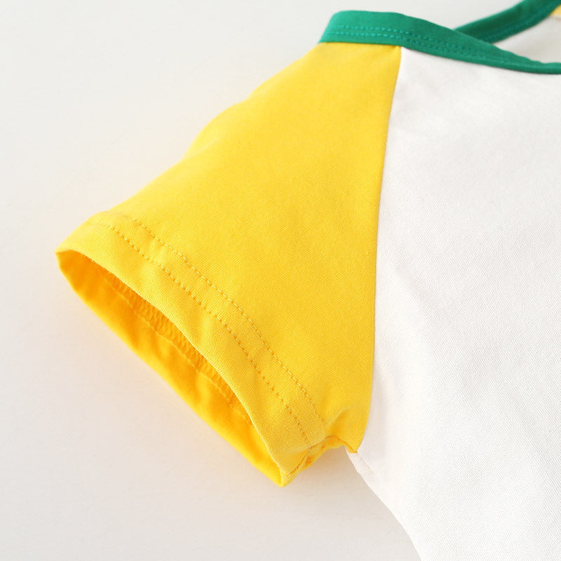 Baby Romper Dinosaur Splicing Sleeves - 0616 - Little Kooma