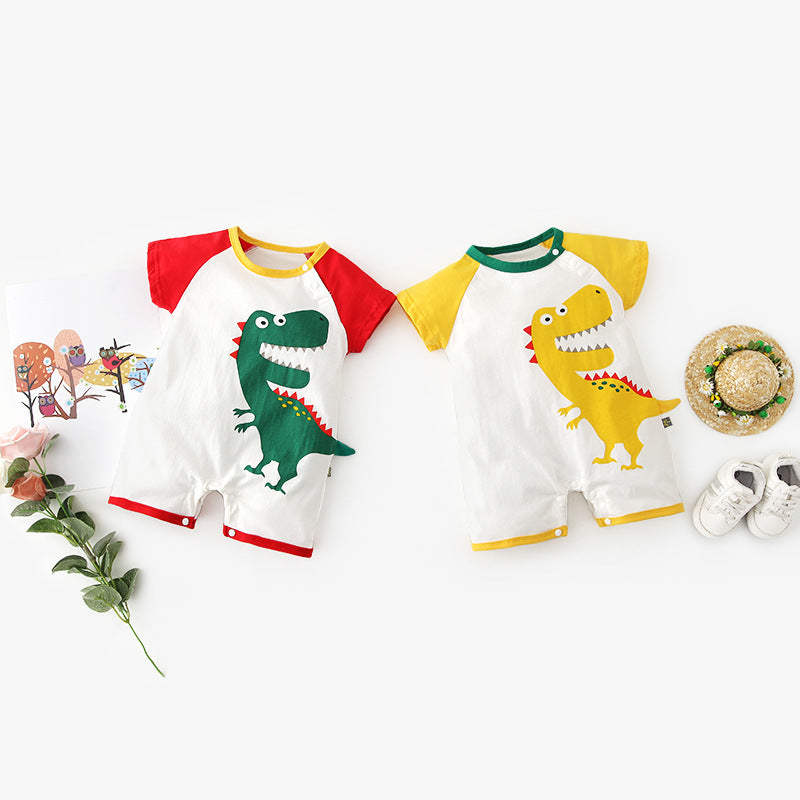 Baby Romper Dinosaur Splicing Sleeves - 0616 - Little Kooma
