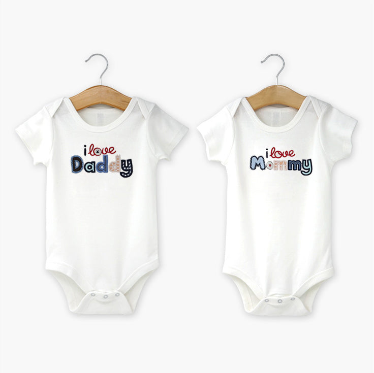 Baby Bodysuit Gift Set I Love Daddy Mummy 2 Pack 0-6 months - 0527 - Little Kooma