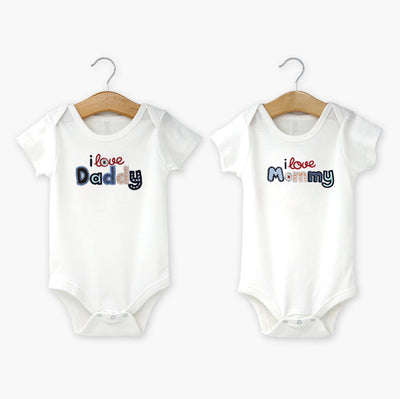 Baby Bodysuit Gift Set I Love Daddy Mummy 2 Pack 0-6 months - 0527 - Little Kooma