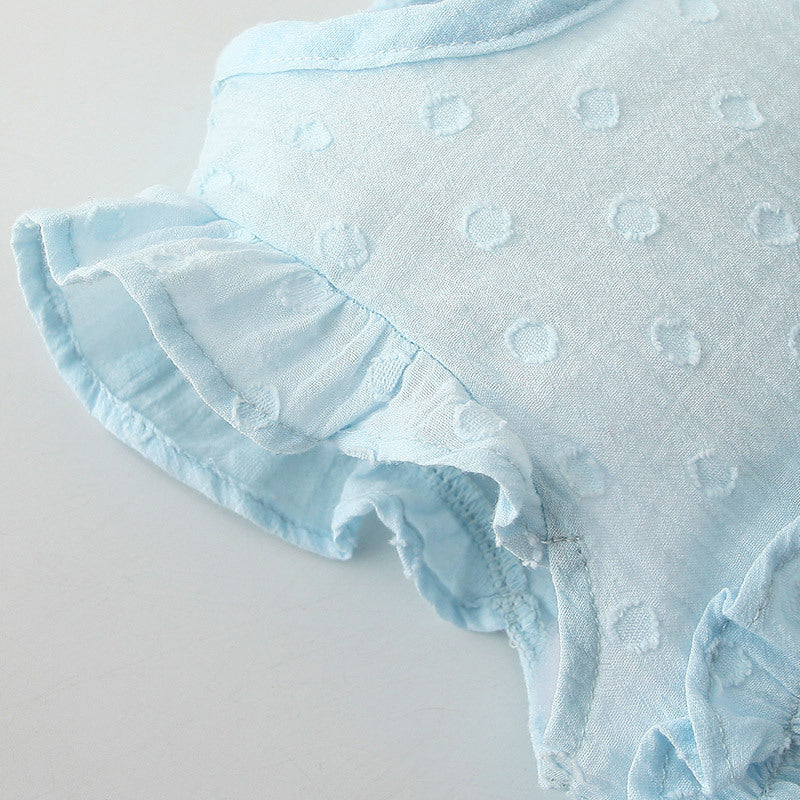 Baby Girl Ruffled Sleeves Plain Color Bodysuit - 0616 - Little Kooma
