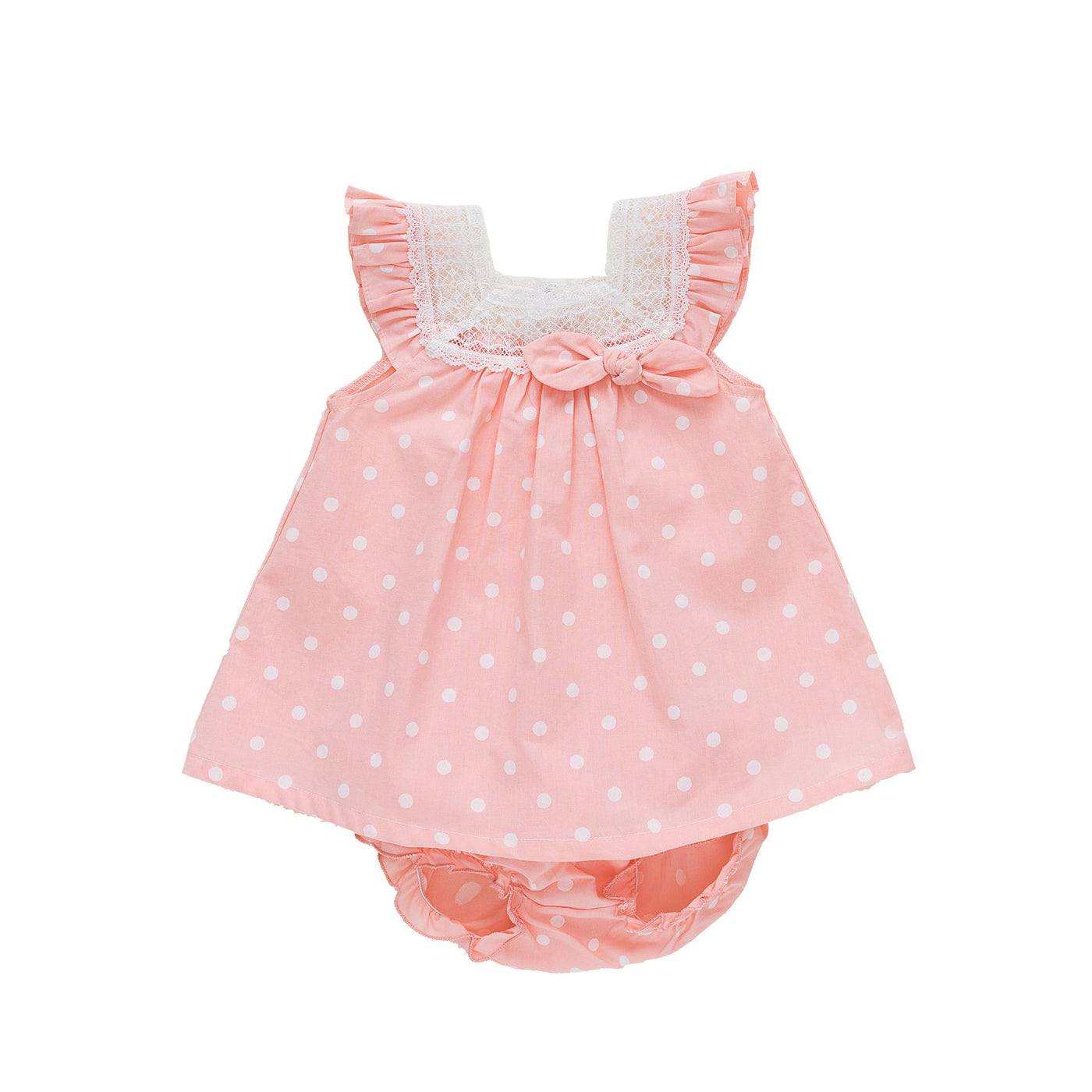 Baby Girl Pink w White Dots Dress n Knicker Set - Little Kooma