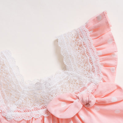 Baby Girl Pink w White Dots Dress n Knicker Set - Little Kooma
