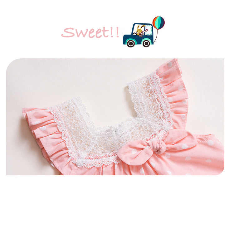 Baby Girl Pink w White Dots Dress n Knicker n Headwrap Set - 0611 - Little Kooma