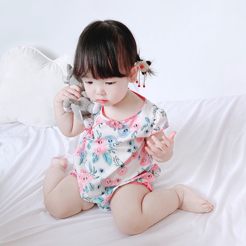 [BG05] Baby Cheongsam Bodysuit w Flower Prints - 0616 - Little Kooma