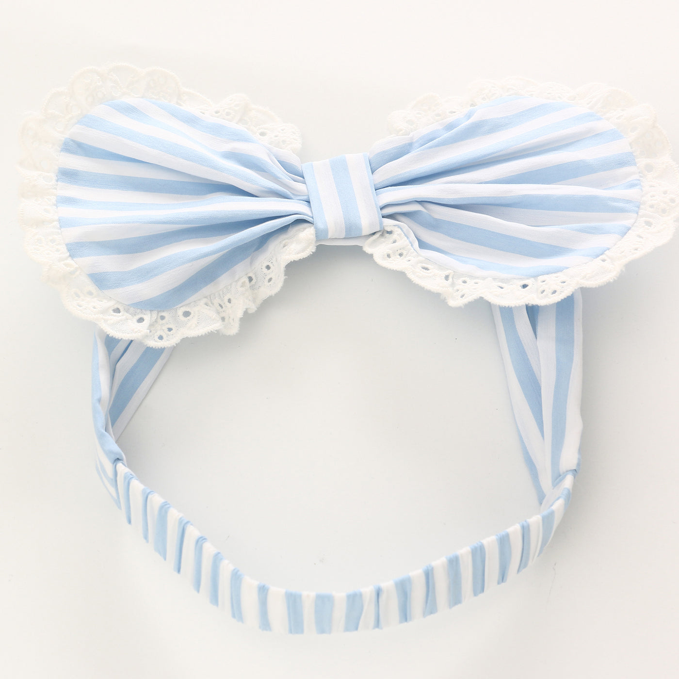 Baby Girl Blue Striped Lace Bodysuit n Headwrap 2 Piece Set - 0521 - Little Kooma