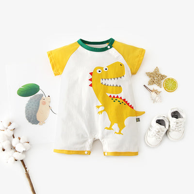 Baby Romper Dinosaur Splicing Sleeves - 0616 - Little Kooma