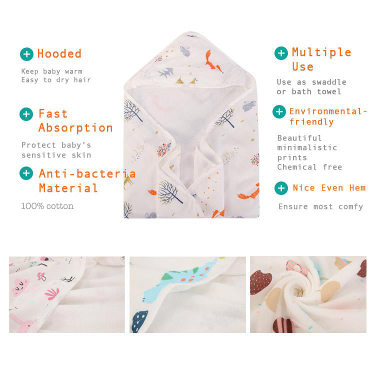 Bebe Comfort Baby Muslin Hooded Swaddle Blanket 76 x 76cm BC51509 - Little Kooma