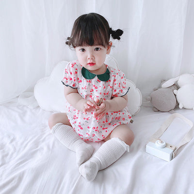 Baby Girl Collar Bodysuit w Cherry Prints - 0616 - Little Kooma