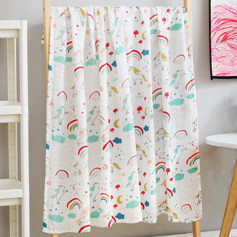 New Born Baby Bamboo Cotton Double Layer Swaddle Muslin Blanket - Little Kooma