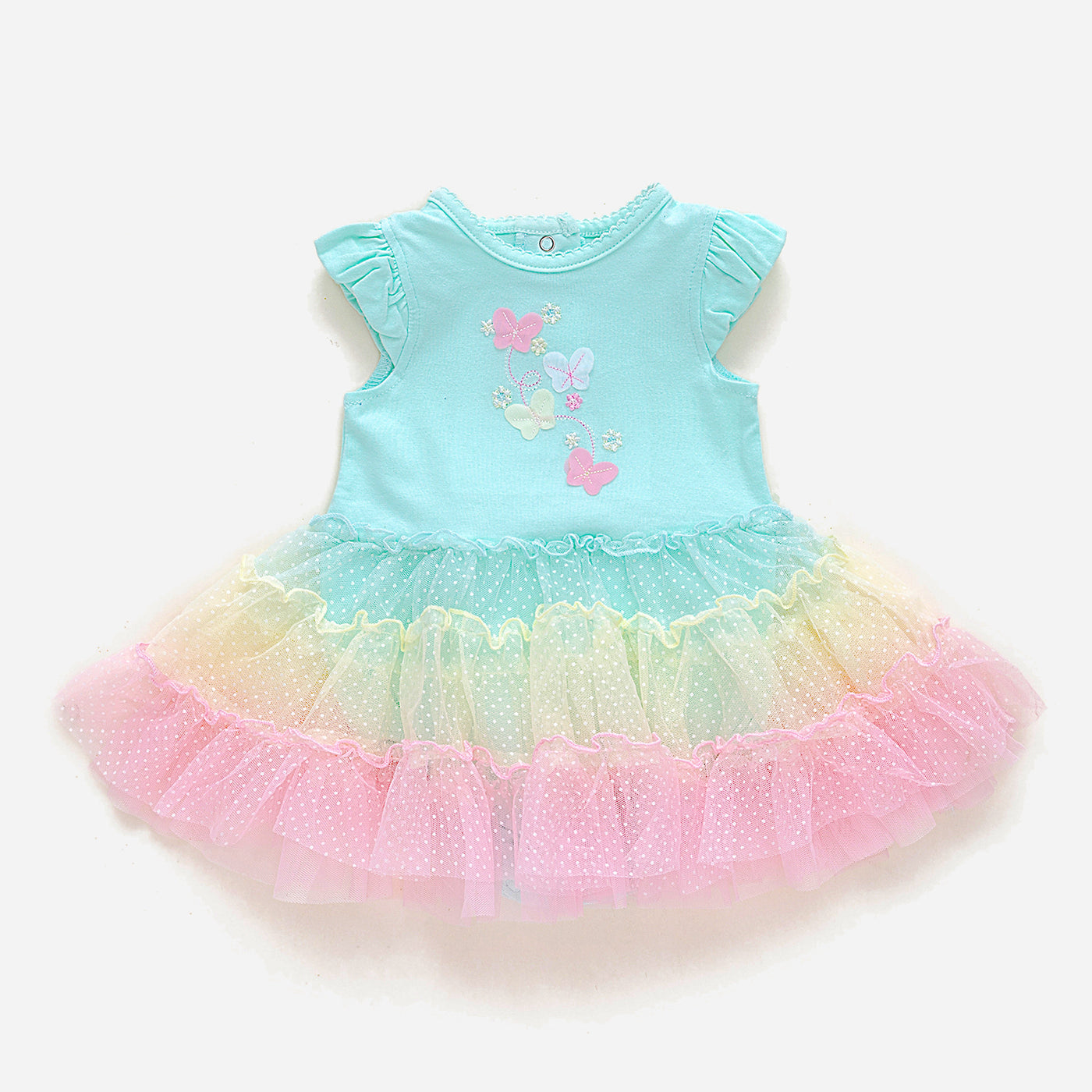 Baby Girl Rainbow Butterfly Bodysuit Dress - 0521 - Little Kooma