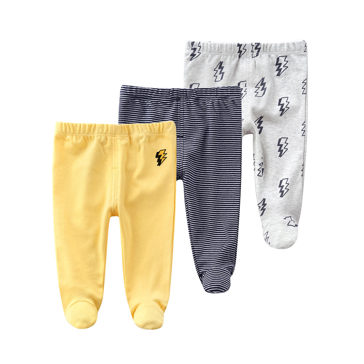 Baby Feet Covered Pants 3 Pack Lightning - 0527 - Little Kooma