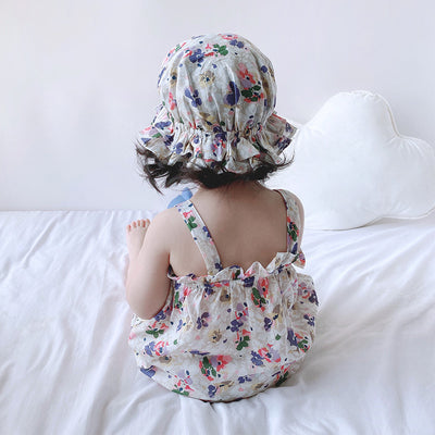Baby Girl Flowers Cami Romper n Hat Set - 0616 - Little Kooma