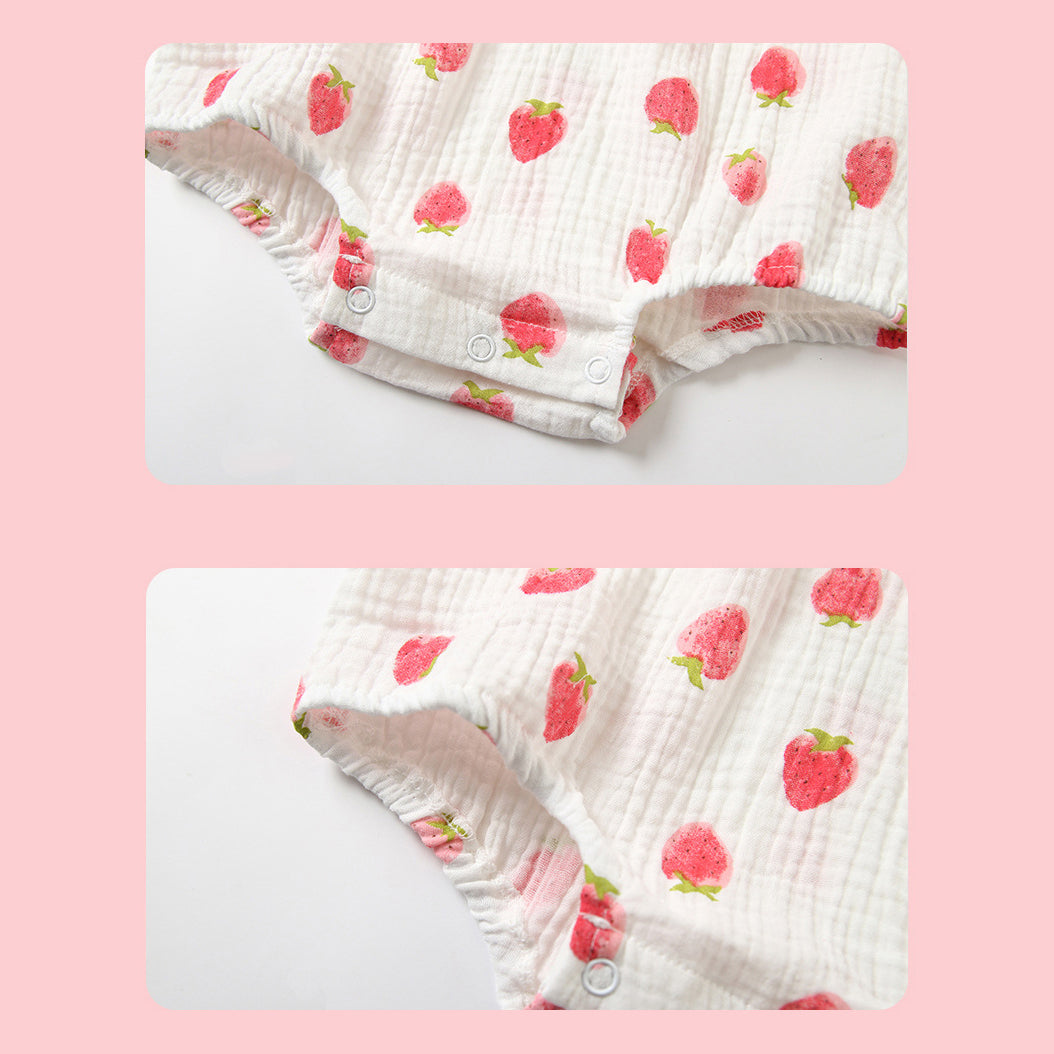 Baby Girl's Collar Strawberry Bodysuit - 0524 - Little Kooma