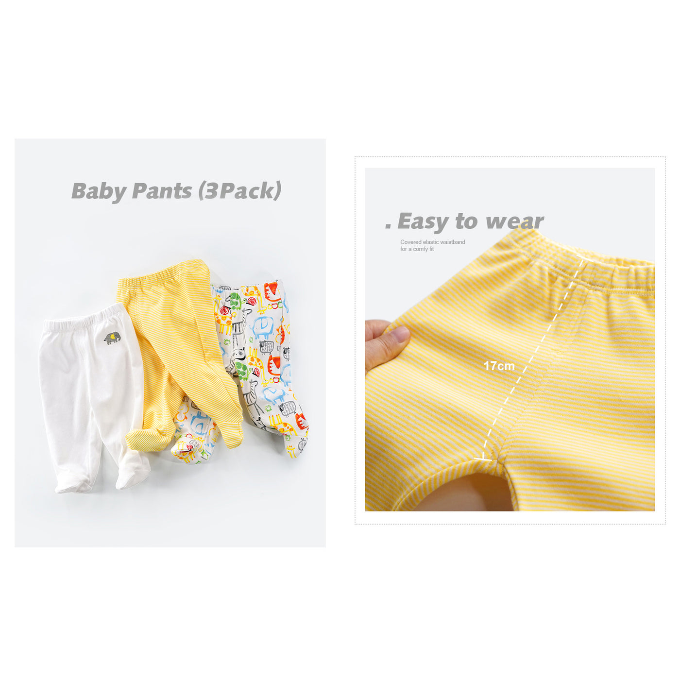 Baby Feet Covered Pants 3 Pack Lightning - 0527 - Little Kooma