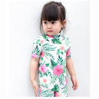 Baby Kids Boy Girl's Printed One Piece Swimming Suit n Free Cap 718156-10 Pineapple - Little Kooma