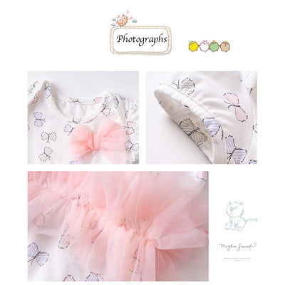 Baby Girl Butterfly Tutu Bodysuit w Big Bowtie - 0521 - Little Kooma